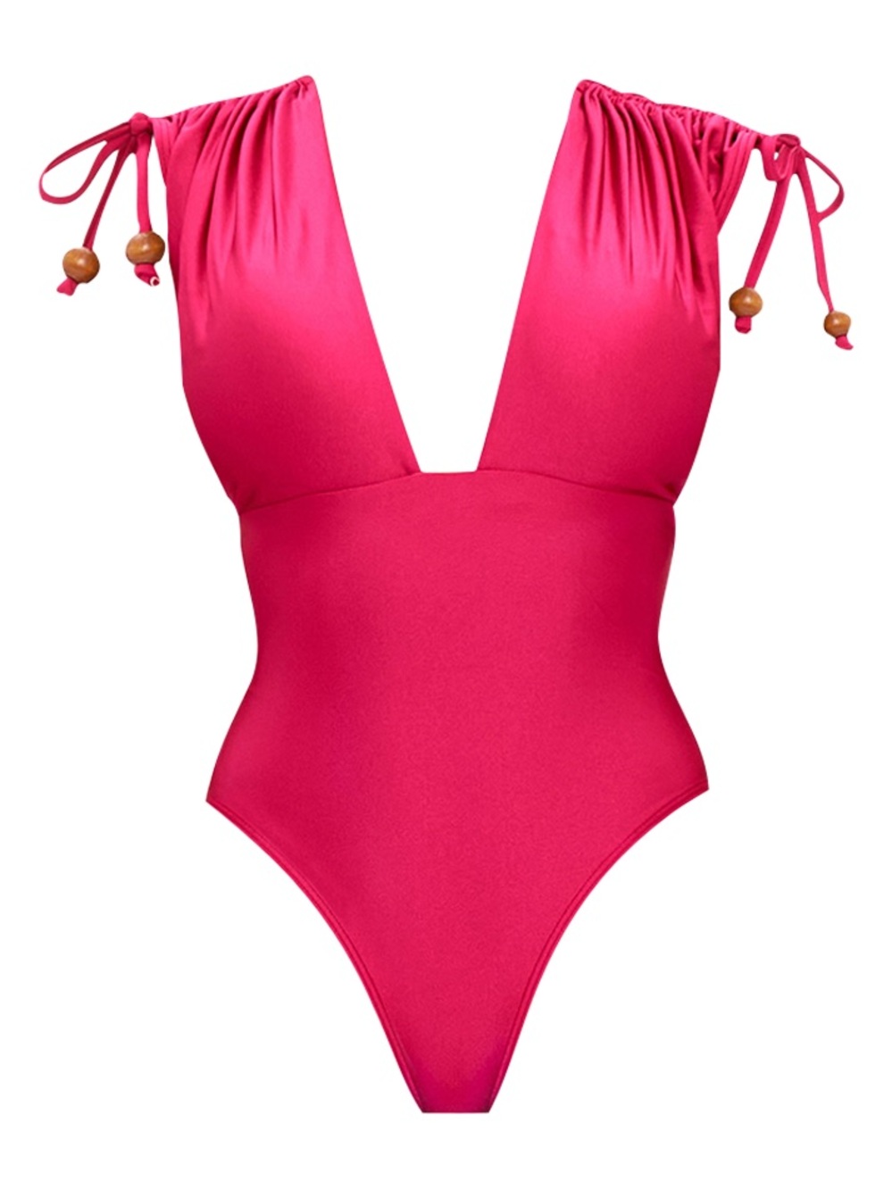 Andrea Iyamah Girls Fuchsia One-Piece Swimsuit with Tie Shoulder Beads